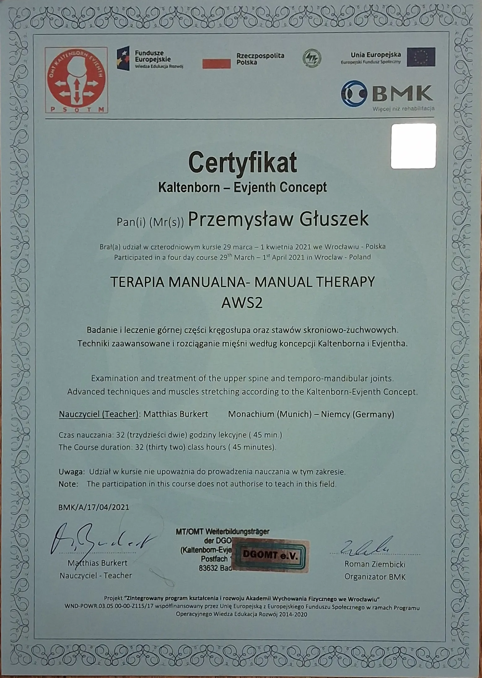 Dodatkowy certyfikat